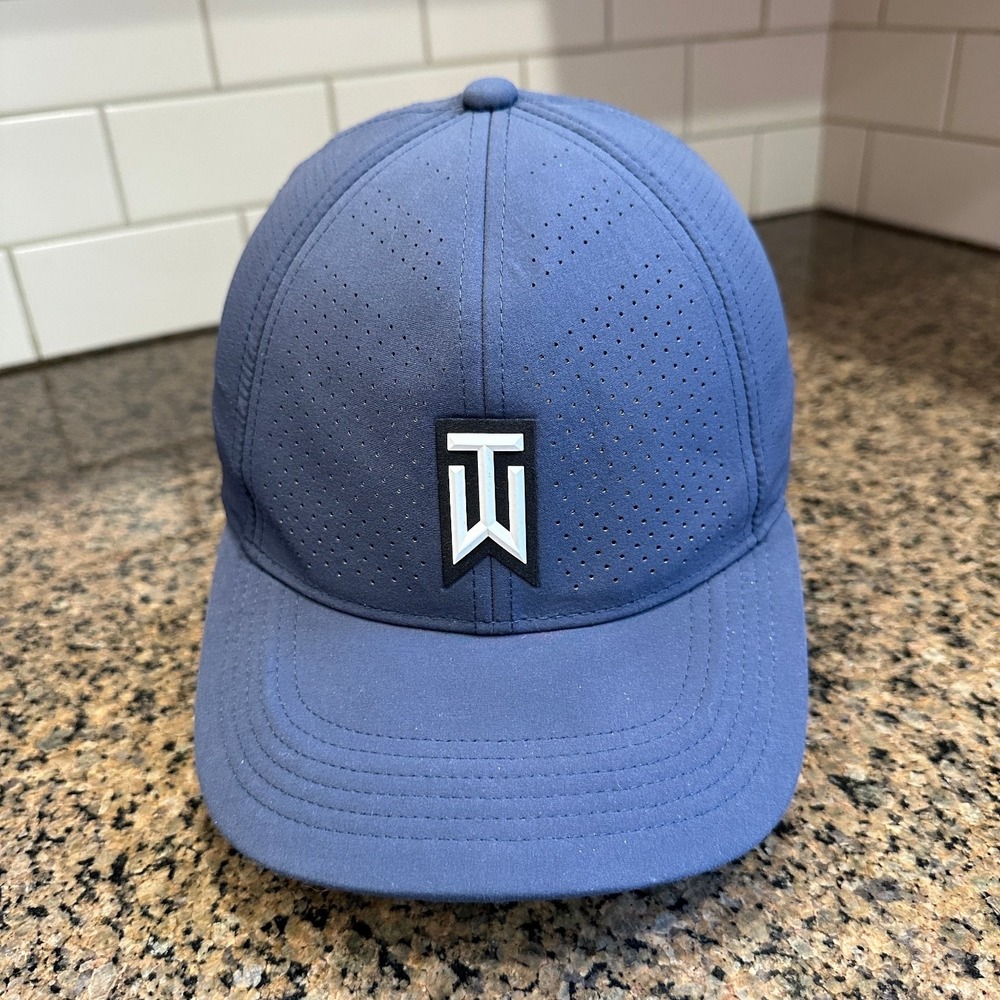 Tiger Woods Nike Aerobill Golf Hat Men M/L Blue Polyester Blend